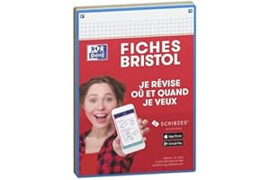 OXFORD Revision 2.0 Lot de 50 Fiches bristol format A5 (14, 8 x 21cm) petits carreaux Recto/Verso - Cadre Couleurs Assorties