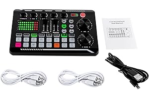 ACROSSPART Live Soundkarte und Audio Interface mit DJ Mixer Effekte und Voice Changer Typ-C GeräUscharm Live-Soundkarte Audio Mixer mit Automatische Stimmungserkennung