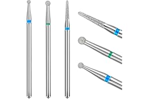 Qianyu 3Pcs Diamond Nail Drill Bits Professional Cuticle Drill Bit File Safety Ball Head Clean Cuticle Tools Manicure Pedicure Remover Tools Kit for Salon Home Nail Care Polishing Acrylic Gel Nails