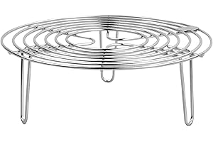 FESSOSKO Support de Cuisson à la Vapeur en Acier Inoxydable, Grille Refroidissement Cuisson Ronde Rack à Vapeur, Supports de Grille pour la Cuisson du Rôti de Cuisson (20 * 7cm)