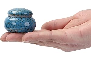 Youdear Memorials Small Cremation Urn for Human Ashes 5cm Handmade Urn - Beautiful Small Keepsake Urn - Ceramic Mini Urn - Holds Approx 20cm 3 Ashes (Blue)