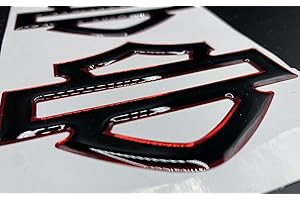 GENERISCH Logo-Aufkleber, kompatibel mit Harley Davidson, 2 Stück, harzbeschichtet, 3D-Effekt, für Tank oder Helm, Schwarz Rot