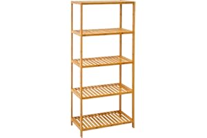 DuneDesign Scaffale Basso di bambù - 130x60x26 Scarpiera Legno Mobiletto Bagno Scaffalatura 3 Ripiani