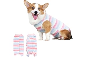 Saintmuci Recovery Suit Dog after Surgery,Striped Dog Recovery Suits,Dog Post Surgery Body Suit for Prevent Licking,Biting,Dog Cone E-Collar Alternative,Dog Surgery Suit For Small Female/Male,Size:XL
