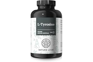 NATURE LOVE L-Tyrosine végane (240 gélules) - hautement dosé à 1 000 mg par dose journalière - pour 4 mois - obtenu par fermentation, contrôlé en laboratoire et produit en Allemagne - sans additifs indésirables