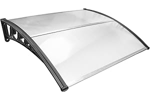 Sonnewelt - Marquesina para puerta de entrada 100 x 120 cm, cubierta de aluminio y policarbonato transparente, marquesina curva inclinada para puerta, techo exterior de protección contra la lluvia