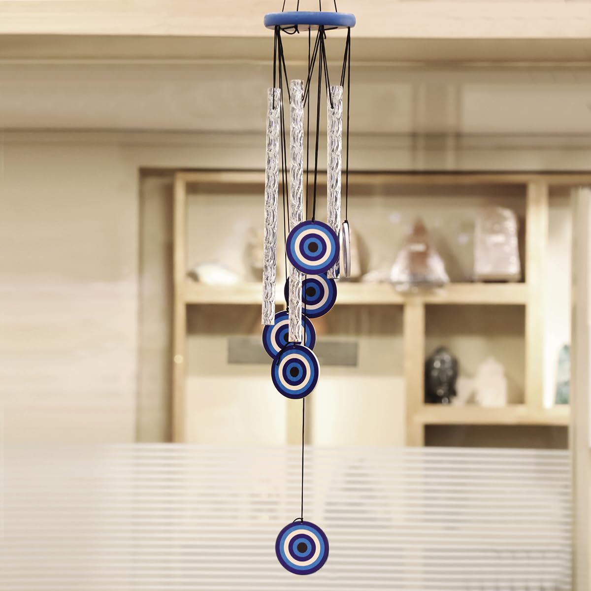 Shubhanjali Evil Eye Wind Chimes for Home Decor Items 27 Inch Turkish Wind Chime for Wall Decoration Items for Living Room En