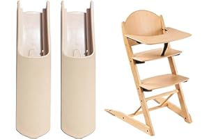 DIPZO 2PCS Anti-Tip Protectors for Tripp Trapp High Chair, Extended Safety Foot Covers and Leg Pads, Baby High Chair Accessory, Wood Color