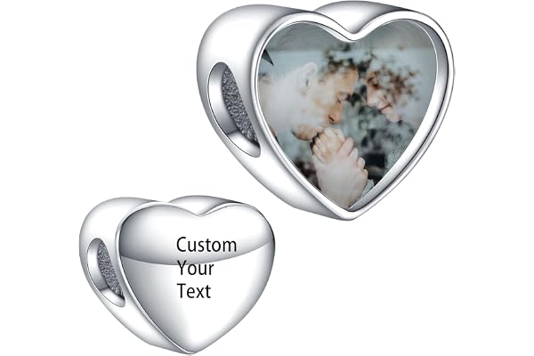 LaMenars Personalized Photo charme coeur maman perles en argent sterling personnalisé IMAGE TV amour griffe impression femme bracelet et collier fille cadeau