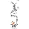 CELESTIA Initial Letters Necklace for Women Girls, Personalized 925 Sterling Silver Alphabet and Heart Pendant Jewellery A to Z