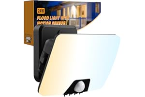 vighep 24W Security Lights Outdoor Motion Sensor, Upgraded IP65 Waterproof LED Floodlight, 3000K-6500K PIR Outside Wall Light for Garden Backyard Garage Forecourt