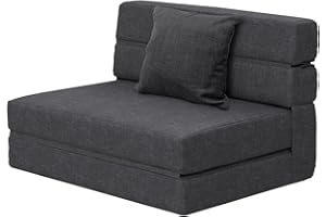 ‎ANONER ANONER Schlafsessel Schlafsofa, Schlafsessel mit Bettfunktion mit Memory Schaum & Kissen, Schlafcouch für Wohnzimmer Lofts, Klappmatratze Waschbar Set, Dunkelgrau