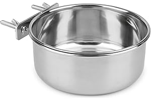 HYPEETY Stainless Steel Food Water Bowl For Pet Bird Crates Cages Coop Dog Cat Parrot Bird Rabbit Pet (Small:10cm *5cm, 3.93 * 1.97inch)