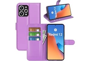 BOCTECH Funda para Xiaomi Redmi 12, Carcasa con Tapa Flip Case Libro de Cuero PU Piel y Silicona Suave Cartera Cover Antigolpes con Cierre Magnético, Ranura para Tarjeta y Soporte, Púrpura