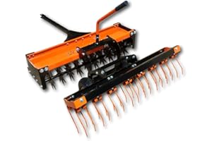 POWERWELD Vertikutierer Rasenstriegel Entmooser Rasenlüfter 120cm PROFI 58 Federzinken