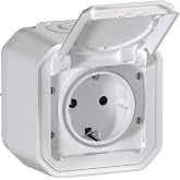 Legrand - 16A socket with side ground contact - Plexus - IP55 waterproof - Surface mount - White - 069771LE