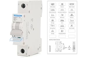 MOLLOM 1 Polo AC Disyuntor Miniatura,110V-240V 32A (C32),MCB personalizado con visualización de escena,disparo térmico-magnético,6KA.Para sistema AC solar,uso doméstico y RV