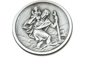 ‎MAMEMI CHRISTOPHORUS AUTOPLAKETTE Ø 3 cm – Aus Metall, mit Magnet & KLEBEPAD – Schlichte CHRISTOPHERUS AUTOMEDAILLE – Schutzpatron der Reisenden – Geschenk für Autofahrer – MaMeMi