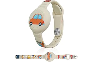 AXFEE Pulsera Compatible con Airtag, Silicona para Niños, Funda Protectora Ajustable Antipérdida, GPS Tracker (Coche Blanco, No Incluido)