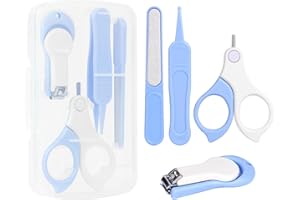 Vicloon Baby Maniküre Set (4-tlg.), Baby Nagelknipser & Baby Nagelfeile, 4-in-1 Baby Nagelpflegeset Neugeborene mit Baby Nagelknipser, Nagelschere, Nagelfeile, Pinzette-Blau