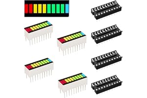 Youmile Display grafico a barre LED a 4 segmenti e 10 segmenti (2xSuper Red + 3xYellow + 4xSuper Green + 1xBlue) + DIP20 con grafico a barre a LED singolo a 4 colori per DIY o per Arduino