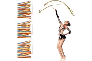 HMCEY 3 Stück Tanzband Tanzbänder Kinder 2m Lange Gymnastikband mit 30cm Stab Turnen Schwungband Dance Ribbons Rhythmische Sportgymnastik Band für das Training von Künstlerischem Tanz,Gymnastik