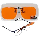 SUUM Clip-On de Pinza Abatible Filtro Luz Azul para Gafas Graduadas - Lentes Naranja Antifatiga para Pantallas y Lectura - Cl