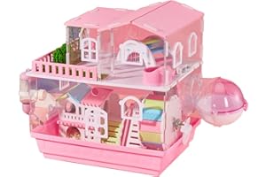 xixi-home Gabbia per criceti Gabbia per criceti nani siriani Gabbia per piccoli animali a 3 livelli Gabbie per criceti in acrilico completamente trasparente con kit (2 Layer（color）, Pink)
