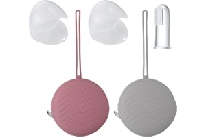 AMANDELIZABE Porta chupete de silicona, lavable, recipiente para chupete, funda de silicona para chupetes para niños, de viaje, cierre de cremallera para chupete, con 1 cepillo de dientes de silicona blanca