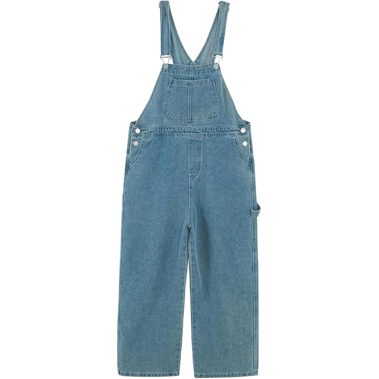 Salopette En Jean Pour Fille 5-16 Ans - Broderies Roses - Peacolate - Style Décontracté
