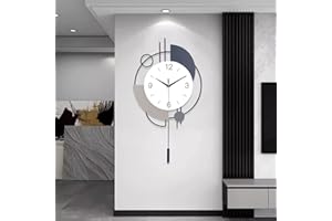 SIN&MI Large Wall Clocks for Living Room Decor Big Decorative Wall Clocks Battery Operated for Bedroom Kitchen Office Home Large Metal Wall Clock Silent Wall Clock Non Ticking 13 * 21.65 Inch
