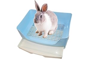 kathson großes Kaninchenklo zum Trainieren, Töpfchen-Ecktoilette mit Schublade, größes Klo für erwachsene Hamster, Meerschweinchen, Frettchen, Galesaur, Hase und andere Tiere (Blau)