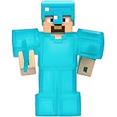 Heroes of Goo Jit Zu Minecraft Esnek Karakterler, Elmas Zırhlı ve Kılı&ccedil;lı Steve, İ&ccedil;inde Gizli Elmas Par&ccedil;asıyla Doldurulan S&uuml;p