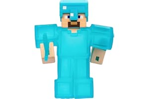Heroes of Goo Jit Zu Personnage élastique Minecraft, Steve avec épée et Armure en Diamant, Substance visqueuse Super-Souple avec Diamant caché à l’intérieur, Étire-Le Jusqu’à 3 Fois sa Taille