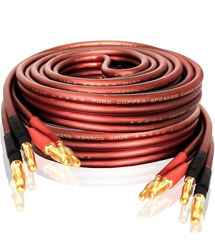 Krüger&Matz KM0335-5M: Set Di 2 Cavi Per Altoparlanti Con Spine A Banana, 5 Metri, Schermati E Con Connettori In Ottone Placcato Oro (Rame OFC, Sezione 2mm²) - 3