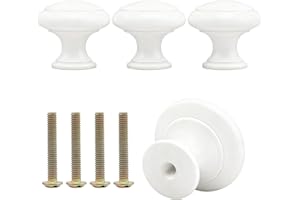 ATTEEFI 4 Pièces Bouton Meuble, Blanc Boutons de Portes pour Placards, Forme de Champignon Poignée Armoire, Comprend 4 Vis, pour Tiroirs, Armoires, Coiffeuses et Penderies