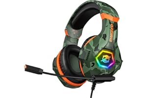 OZEINO Gaming Headset for PS4 PS5 PC, 3D Surround Sound with Noise Cancelling Microphone, Gamer Headset for Xbox One Switch Mac Laptop