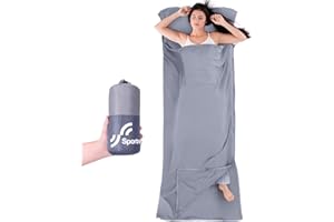 Sportneer 2 in 1 sleeping bag, sleeping bag and travel bag (450 g) with full zip and cushion compartment, ideal for hiking,