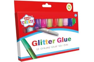 KIDS CREATE Pack 10 Colour Glitter Sparkly Glue Pens Cards Scrapbook