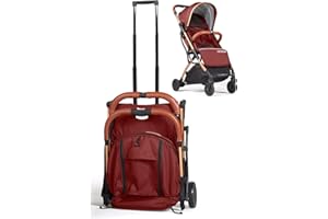 LEJOUX Baby Kinderwagen Kinderwagen - Leichter faltbarer Reisebuggy mit 5-Punkt-Gurt, verstellbarer Rückenlehne und übergroßem Korb zusammenklappbar mit 1 Hand - Glatt drehbare Räder Regenschutz (Rot)