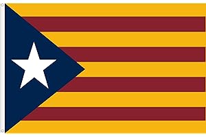 WORLDFLAGS BANDERA CATALUÑA ESTELADA (INDEPENDENTISTA). SENYERA CATALANA ESTELADA (INDEPENDENTISTA). CALIDAD RASO PREMIUM 120. MEDIDA GRANDE 150X90 CM