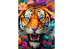 VAIIEYO 5D Diamond Painting Tigre, Broderie Diamant Animal, Canevas Diamant kit Complet Point De Croix Broderie Salon Chambre Autocollant Mural Décoration 30x40cm-52