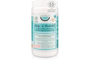 ‎LASOLIUM Natürliches Babybad – Badezusatz für Kinder mit Reisstärke, Quitten- & Malvenextrakt. 100% BIO + Naturkosmetik. Babypuder ohne Talkum. Parfümfrei
