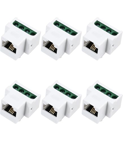 Kit Da 6 Accoppiatori RJ11 6P4C Inline Uvital, Femmina-Femmina Per Cavo Telefonico, Jack Bianco - 4