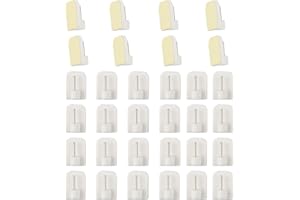 BANJILI 30PCS Ganci Autoadesiva per Tende di Rete Canne Ganci per Tende Plastica Ganci Autoadesivi Bianchi per Muro Parete Tende Adesivo per Bacchette per Tendine Autoadesivi Senza Trapano