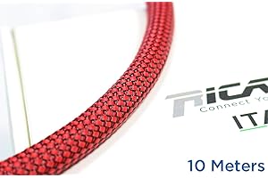 Ricable Custom RB13/10 - Rouge/Noir 10 m -Gaine de Protection tressée pour câble 10-16 mm
