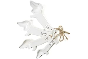 LYWUU Dachshund Dog Ceramic Measuring Cups and Spoons, Spoon Rest for Countertop, Dachshund Sausage Wiener Dog Doxie Gifts, Cute Kitchen Accessories