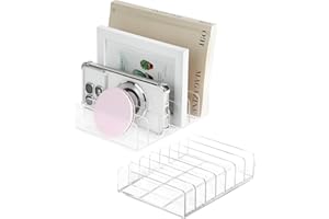 BOJVESH Acrylic Mail Holder, 2Pcs Clear Mail Organizer, 7 Compartments Letter Sorter, Transparent Letter Organizer Small File Holder, Envelope Vertical Dividers for Office, Home(6.69x4.92x1.57”)