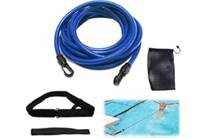 Amindz Natación Entrenamiento Cuerda,Cinturón de Natación Ajustable,3M Cinturón de Entrenamiento de Natación,Cinturón de Resistencia para Natación para Entrenamiento de Piscina