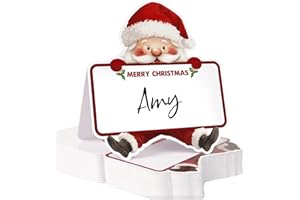 BETESSIN Tischkarten Weihnachten - 50 Stück Platzkarten mit niedlichen Weihnachtsmann Design - Weihnachtsdeko Tisch - Namenskarten zum Beschriften - Tischdekoration für Weihnachten